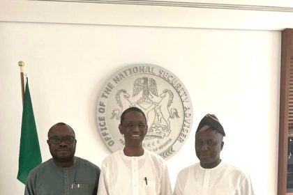 Photo News From Left: The Administrator of the Presidential Amnesty Programme, Dr Dennis Otuaro, the National Security Adviser, Mallam Nuhu Ribadu and Prof Steve Azaiku, former Member of the House of Reps for Yenagoa/Kolokuma/Opokuma Federal Constituency at the weekend in Abuja.